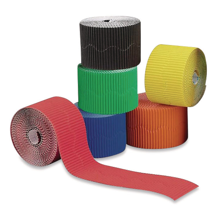 Bordette Decorative Border, 2.25" x 50 ft, Assorted Colors, 6/Carton