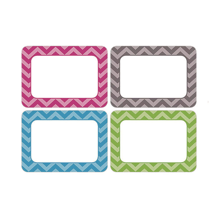 All Grade Self-Adhesive Name Tags, 3.5 X 2.5, Chevron Border Design, Assorted Colors, 36/pack