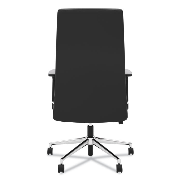 Define Executive High-Back Leather Chair, Supports 250 Lb, 17" To 21" Seat Height, Black Seat/back, Polished Chrome Base