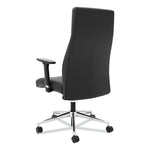 Define Executive High-Back Leather Chair, Supports 250 Lb, 17" To 21" Seat Height, Black Seat/back, Polished Chrome Base