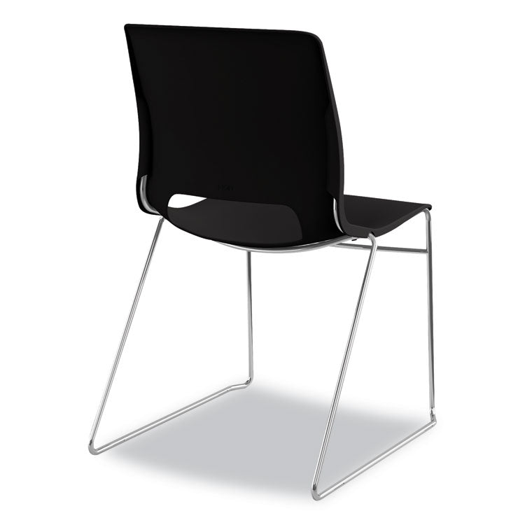 Motivate High-Density Stacking Chair, Supports Up to 300 lb, 17.75" Seat Height, Onyx Seat, Black Back, Chrome Base, 4/Carton