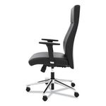 Define Executive High-Back Leather Chair, Supports 250 Lb, 17" To 21" Seat Height, Black Seat/back, Polished Chrome Base