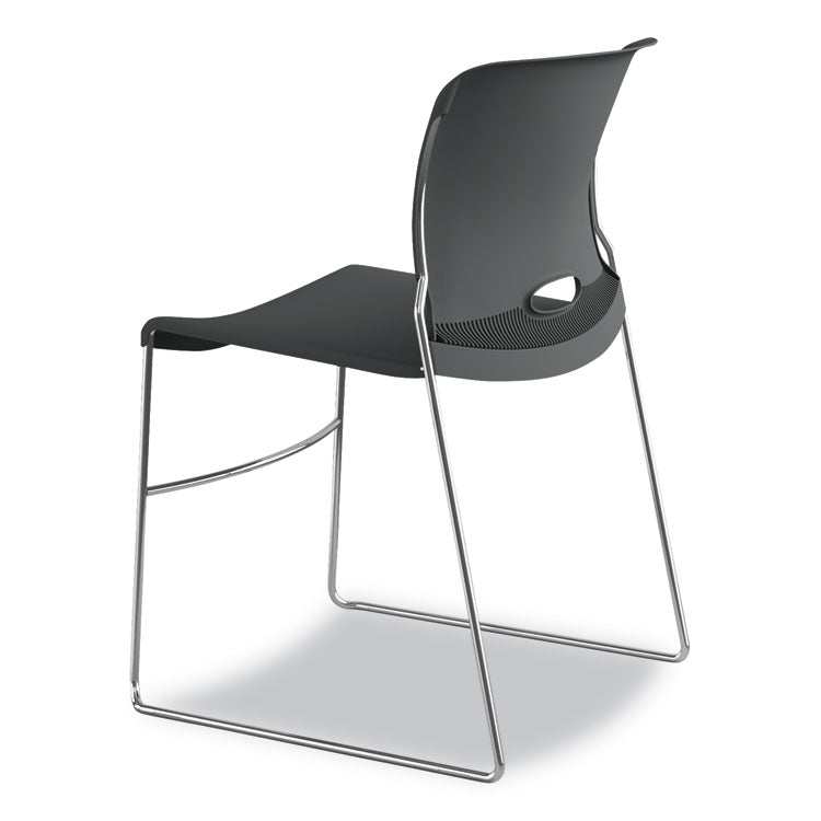Olson Stacker High Density Chair, Supports Up to 300 lb, 17.75" Seat Height, Lava Seat, Lava Back, Chrome Base, 4/Carton