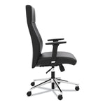 Define Executive High-Back Leather Chair, Supports 250 Lb, 17" To 21" Seat Height, Black Seat/back, Polished Chrome Base