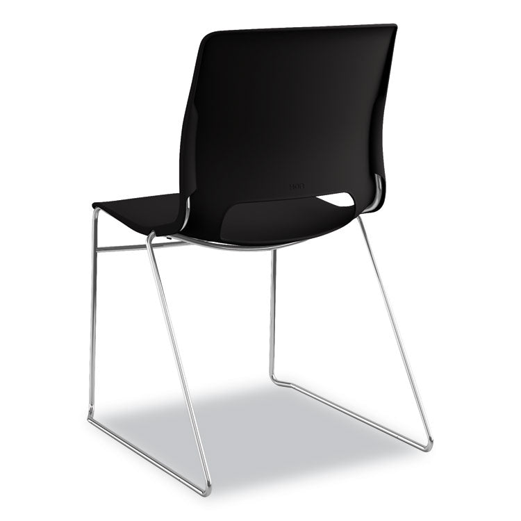 Motivate High-Density Stacking Chair, Supports Up to 300 lb, 17.75" Seat Height, Onyx Seat, Black Back, Chrome Base, 4/Carton