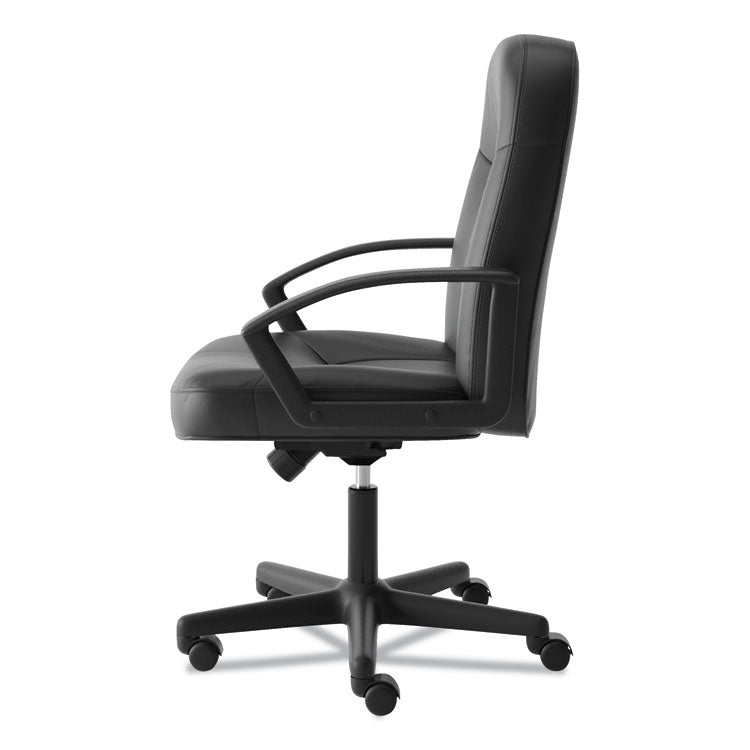 Hvl601 Series Executive High-Back Leather Chair, Supports Up To 250 Lb, 17.44" To 20.94" Seat Height, Black