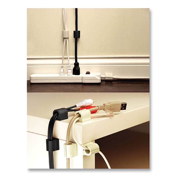 D-Wings Nail-Free Cord Clips, 12 Small 0.38", Six Large 0.5", Black, 18/pack