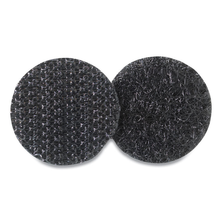 Sticky-Back Fasteners, Removable Adhesive, 0.63" Dia, Black, 15/pack