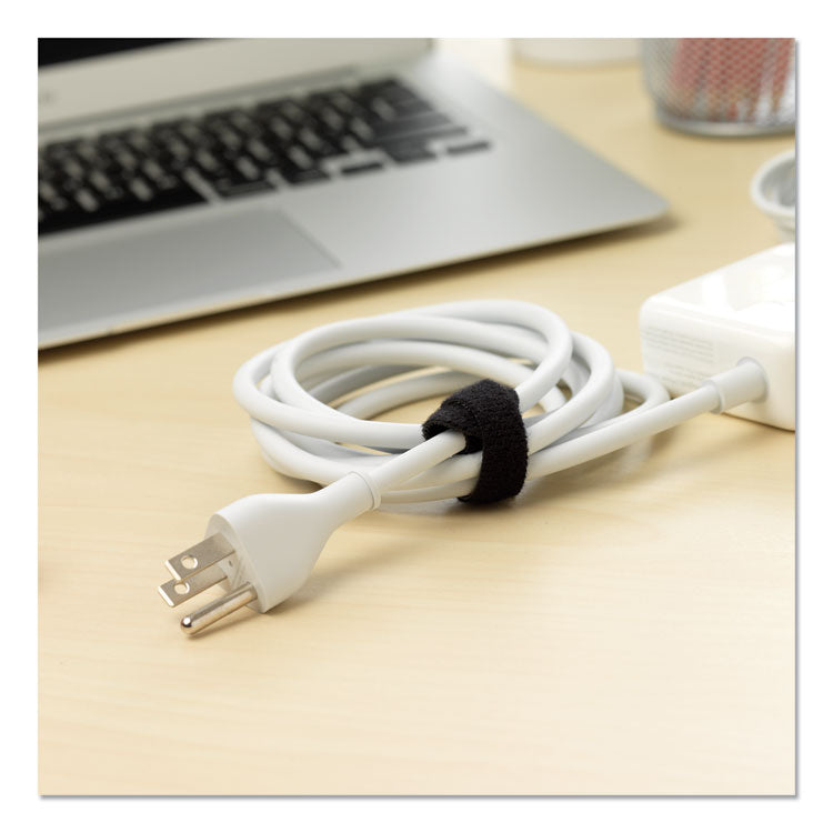 One-Wrap Pre-Cut Thin Ties, 0.5" X 15", Black/gray, 30/pack