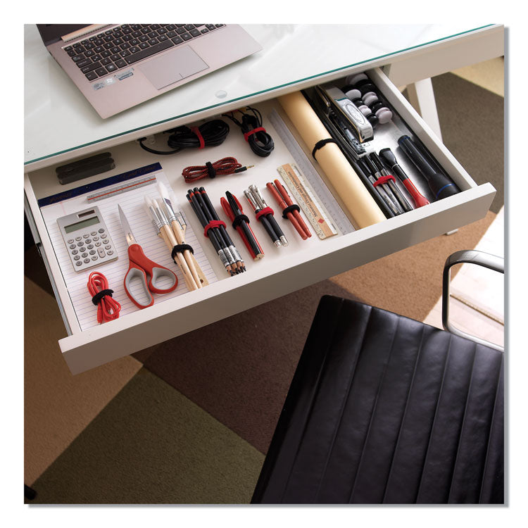 One-Wrap Pre-Cut Thin Ties, 0.5" X 15", Black/gray, 30/pack