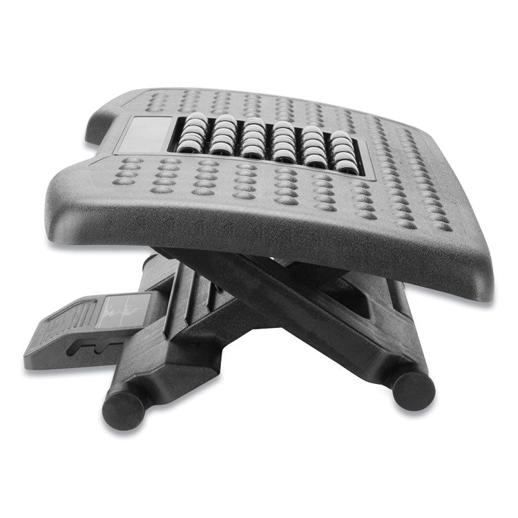 Adjustable Height Footrest with Rollers for Massage, 18w x 14d x 4.25h, Black