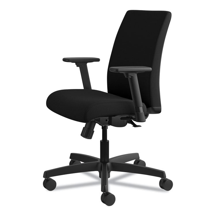 Ignition Series Fabric Low-Back Task Chair, Supports Up To 300 Lb, 17" To 21.5" Seat Height, Black