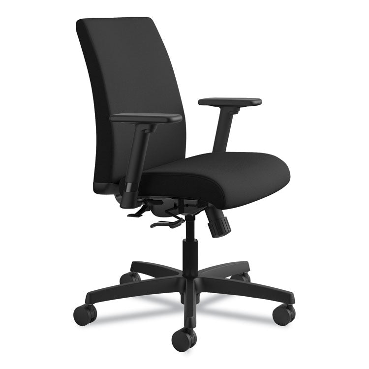 Ignition Series Fabric Low-Back Task Chair, Supports Up To 300 Lb, 17" To 21.5" Seat Height, Black