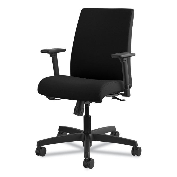 Ignition Series Fabric Low-Back Task Chair, Supports Up To 300 Lb, 17" To 21.5" Seat Height, Black