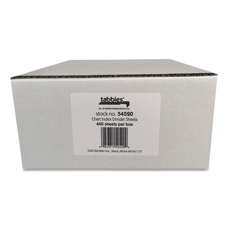 Medical Chart Index Divider Sheets, Untabbed, 11 x 8.5, White, 400/Box