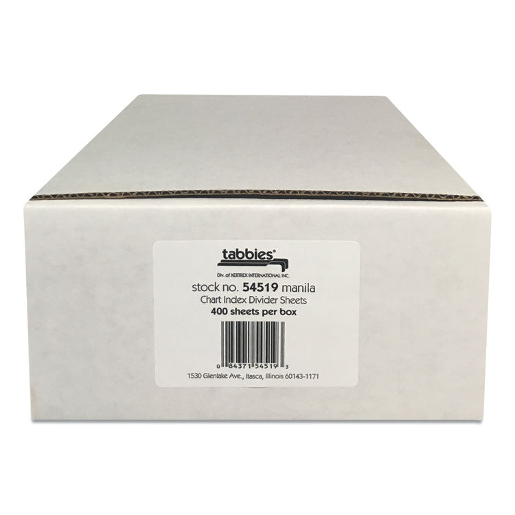 Medical Chart Index Divider Sheets, Untabbed, 11 x 8.5, Manila, 400/Box