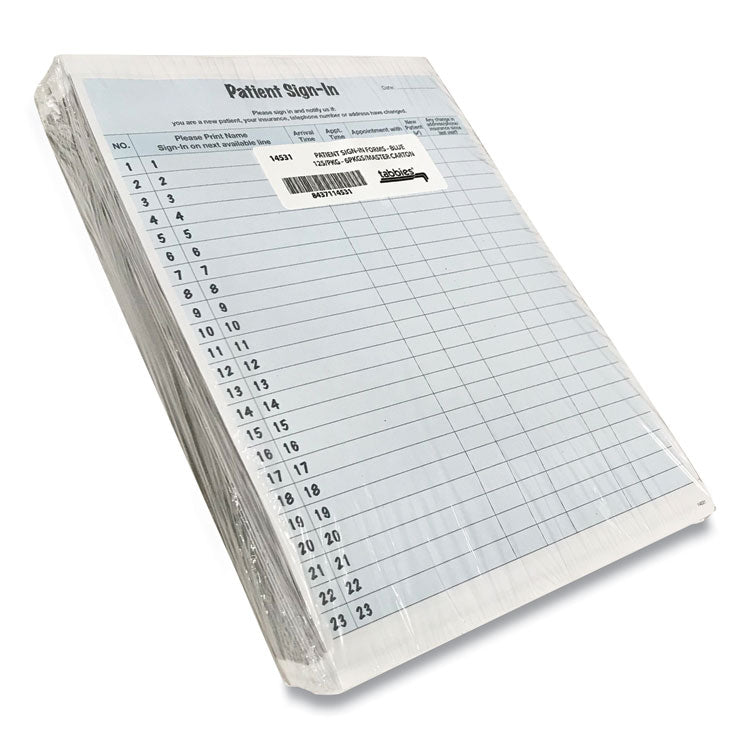 Patient Sign-In Label Forms, Two-Part Carbon, 8.5 x 11.63, Blue Sheets, 125 Forms Total