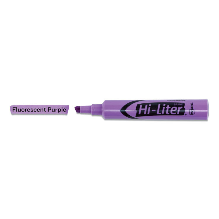 Hi-Liter Desk-Style Highlighters, Fluorescent Purple Ink, Chisel Tip, Purple/black Barrel, Dozen