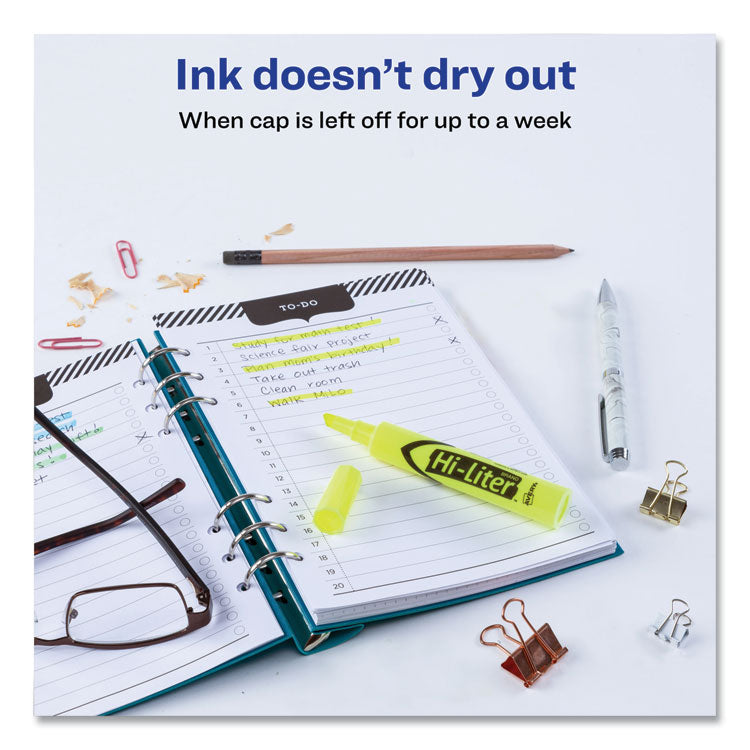 Hi-Liter Desk-Style Highlighter Value Pack, Fluorescent Yellow Ink, Chisel Tip, Yellow/black Barrel, 36/box