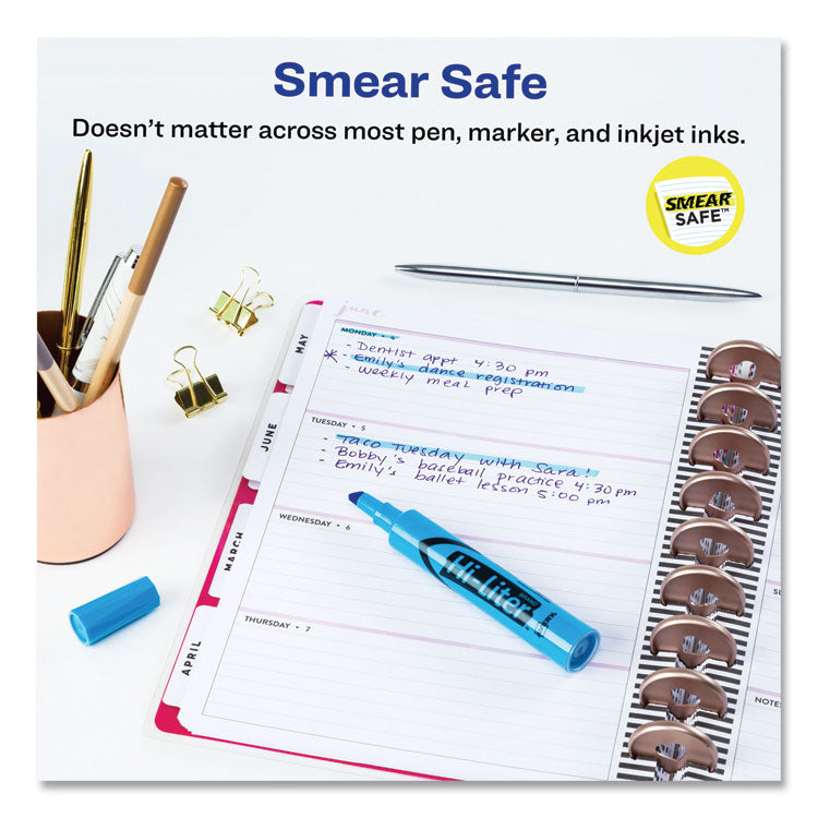 Hi-Liter Desk-Style Highlighters, Fluorescent Blue Ink, Chisel Tip, Blue/black Barrel, Dozen