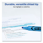 Hi-Liter Desk-Style Highlighters, Fluorescent Blue Ink, Chisel Tip, Blue/black Barrel, Dozen