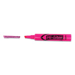 Hi-Liter Desk-Style Highlighters, Fluorescent Pink Ink, Chisel Tip, Pink/black Barrel, Dozen