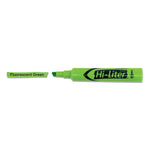 Hi-Liter Desk-Style Highlighters, Fluorescent Green Ink, Chisel Tip, Green/black Barrel, Dozen