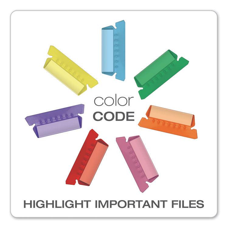 Transparent Colored Tabs For Hanging File Folders, 1/5-Cut, Blue, 2" Wide, 25/Pack