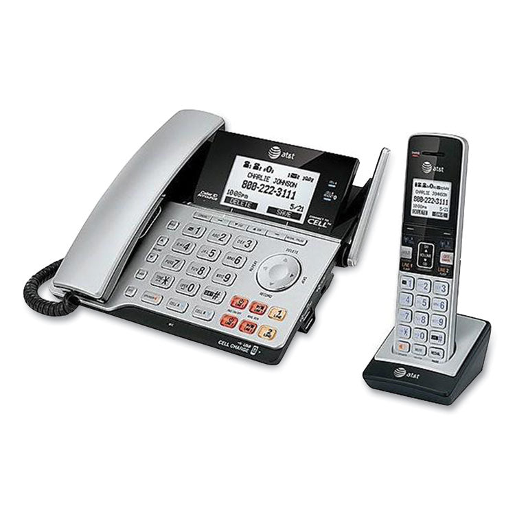 Connect To Cell Tl86103 Two-Line Corded/cordless Phone, Corded Base Station And 1 Additional Handset, Black/silver