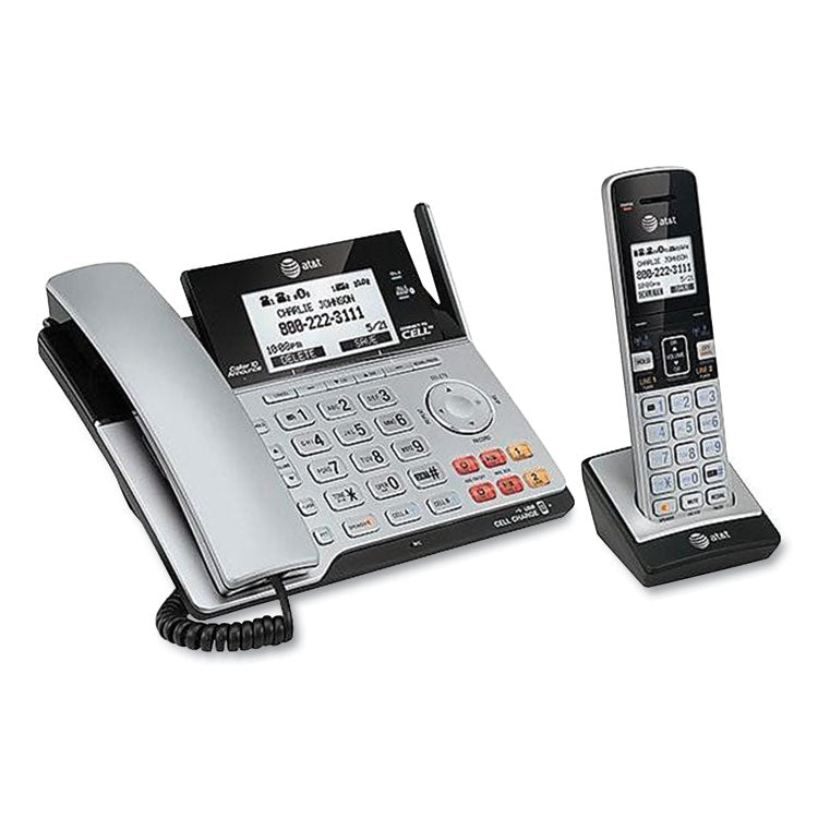 Connect To Cell Tl86103 Two-Line Corded/cordless Phone, Corded Base Station And 1 Additional Handset, Black/silver
