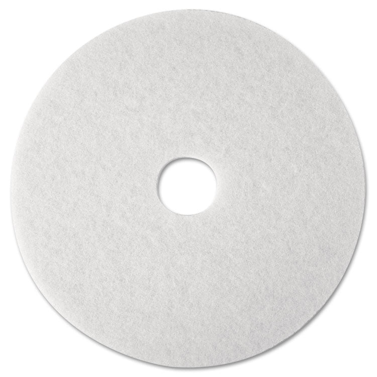 Low-Speed Super Polishing Floor Pads 4100, 12" Diameter, White, 5/carton