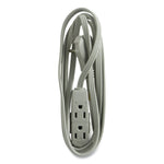 Power Strip, 3 Outlets, 8 ft Cord, Gray