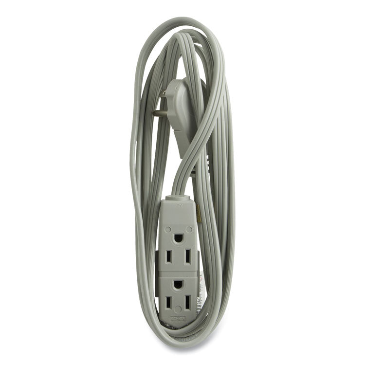 Power Strip, 3 Outlets, 8 ft Cord, Gray