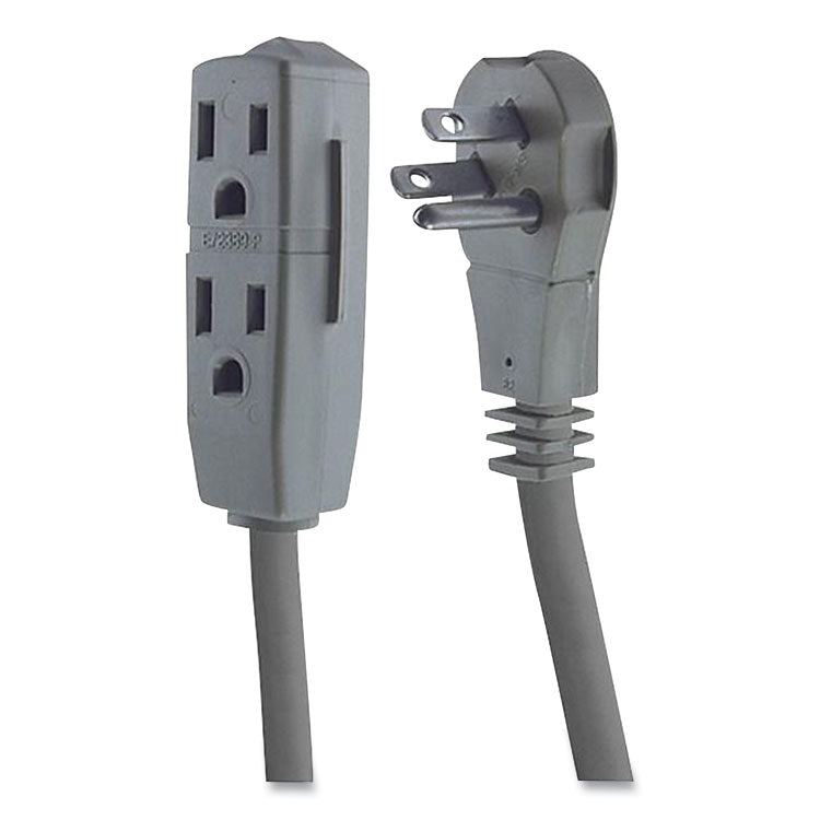 Power Strip, 3 Outlets, 8 ft Cord, Gray