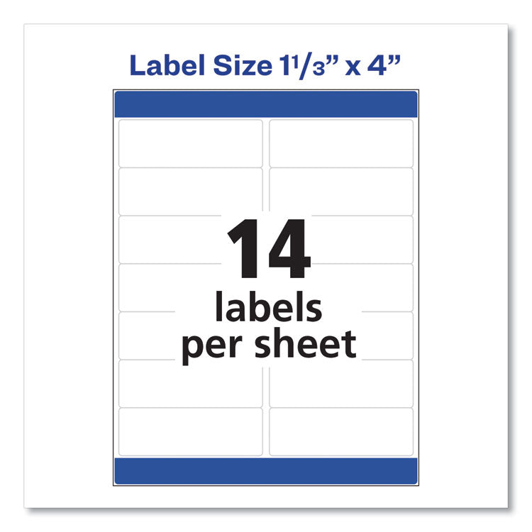 Easy Peel White Address Labels W/ Sure Feed Technology, Laser Printers, 1.33 X 4, White, 14/sheet, 25 Sheets/pack