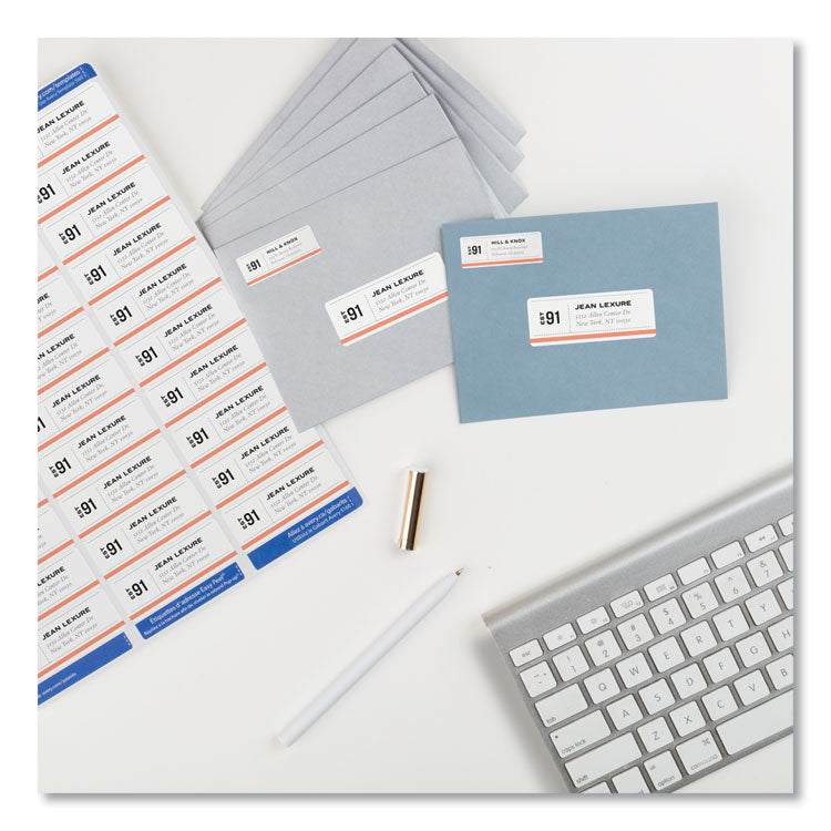 Easy Peel White Address Labels W/ Sure Feed Technology, Laser Printers, 1 X 2.63, White, 30/sheet, 100 Sheets/box