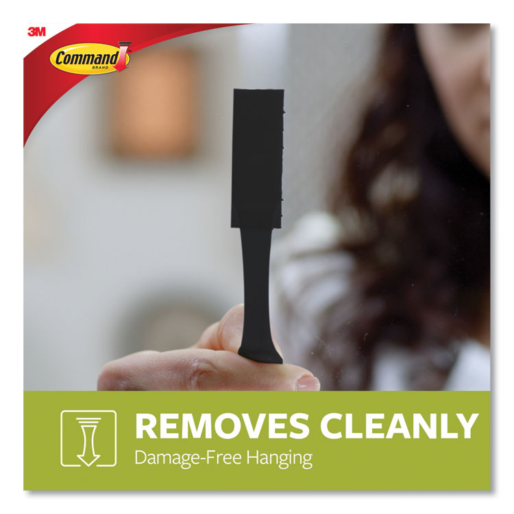 Bath Picture Hanging Strips, Large, Removable, Holds Up To 4 Lbs Per Pair, 0.75 X 3.65, Black, 12 Pairs/pack