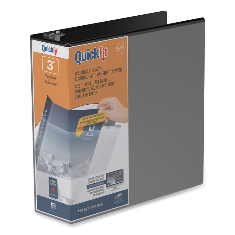 Quickfit D-Ring View Binder, 3 Rings, 2" Capacity, 11 X 8.5, Black