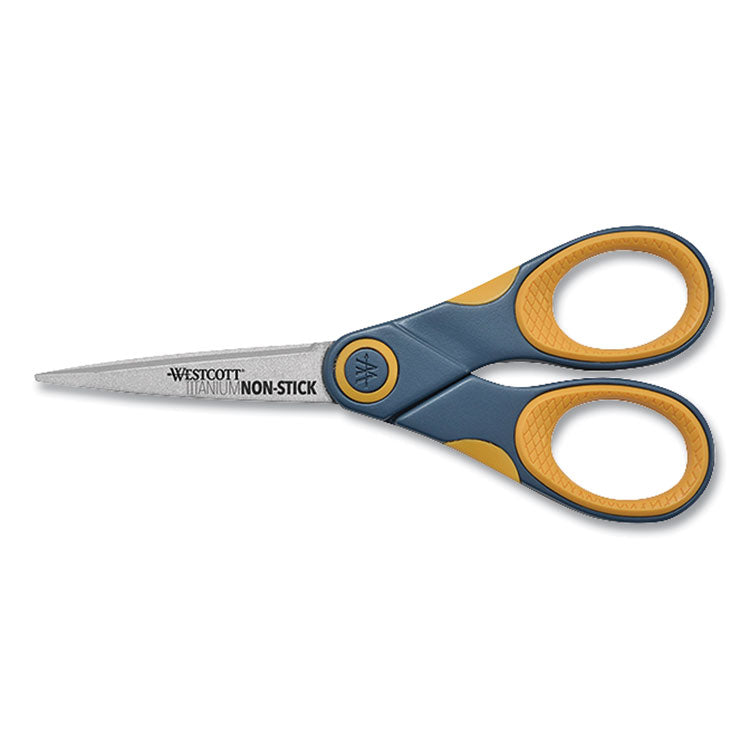 Non-Stick Titanium Bonded Scissors, 5" Long, Straight Gray/Orange Handle