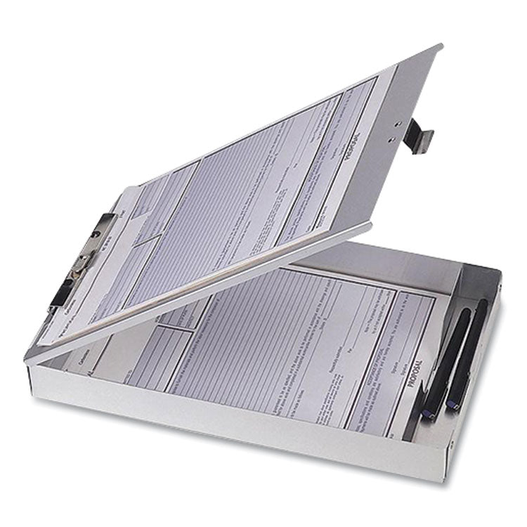 Aluminum Storage Clipboard, Holds 8.5 x 12 Sheets, Silver