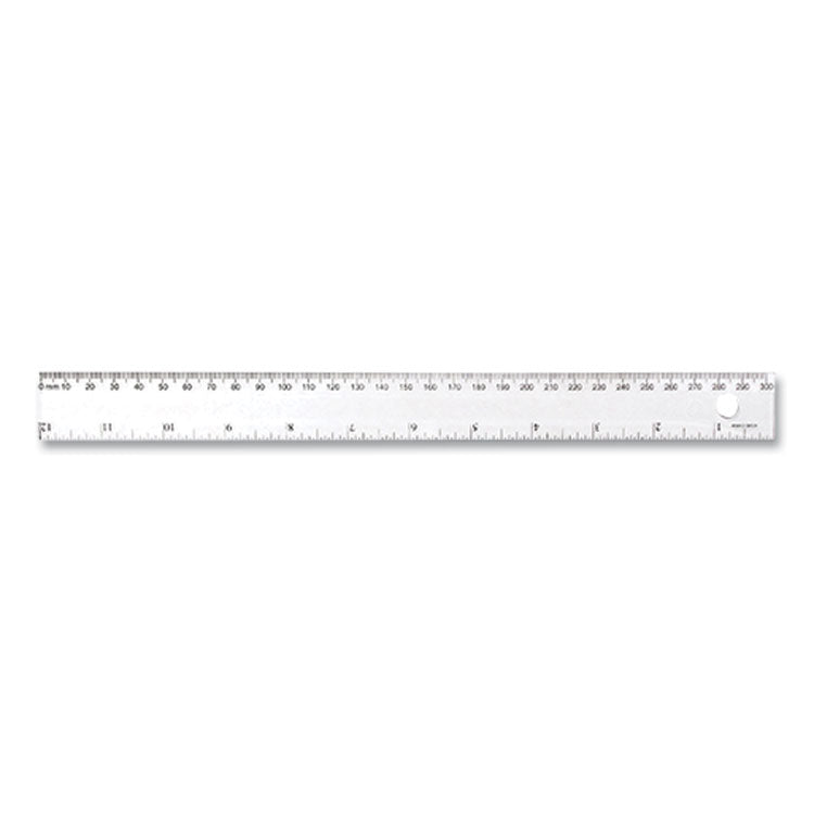 Transparent Shatter-Resistant Plastic Ruler, Standard/metric, 12" Long, Clear