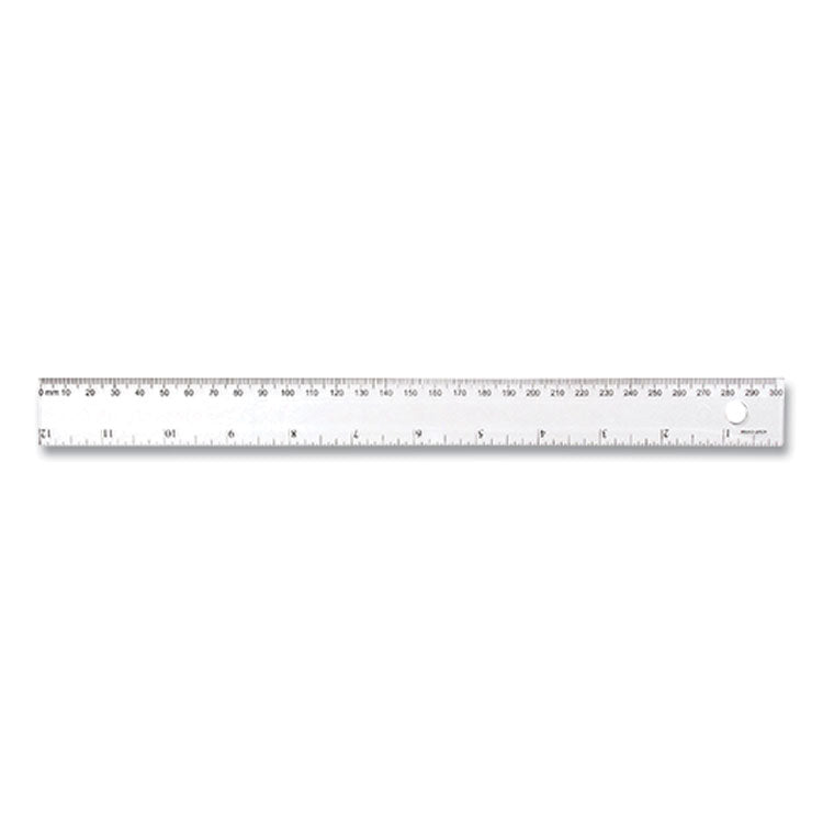Transparent Shatter-Resistant Plastic Ruler, Standard/metric, 12" Long, Clear