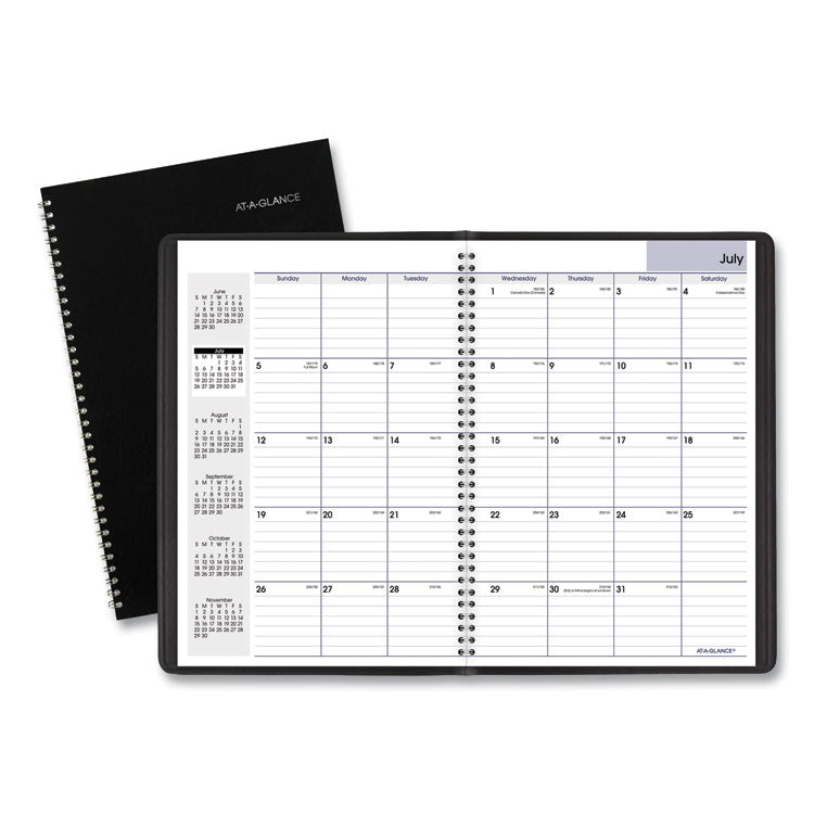 DayMinder Monthly Planner, Academic Year, Ruled Blocks, 12 x 8, Black Cover, 14-Month: July 2025 to Aug 2026