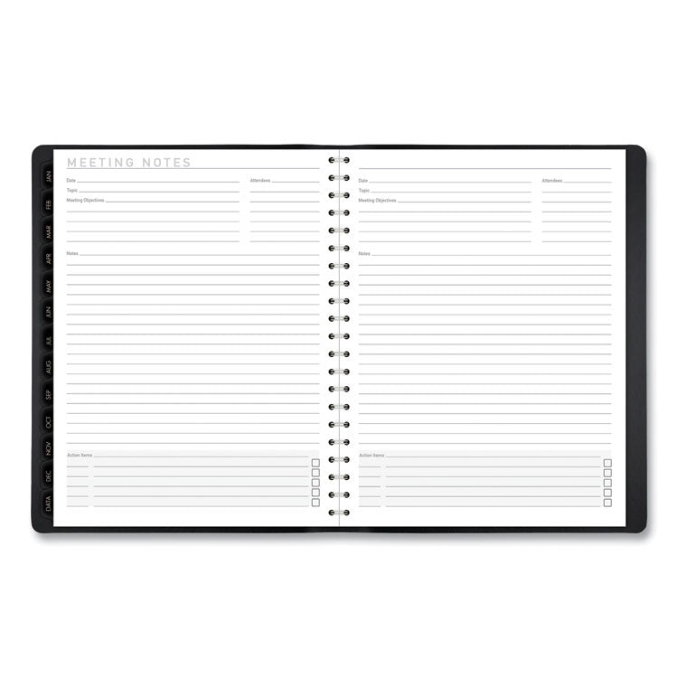 Contemporary Weekly/Monthly Planner, Vertical-Column Format, 11 x 8.25, Black Cover, 12-Month (Jan to Dec): 2025