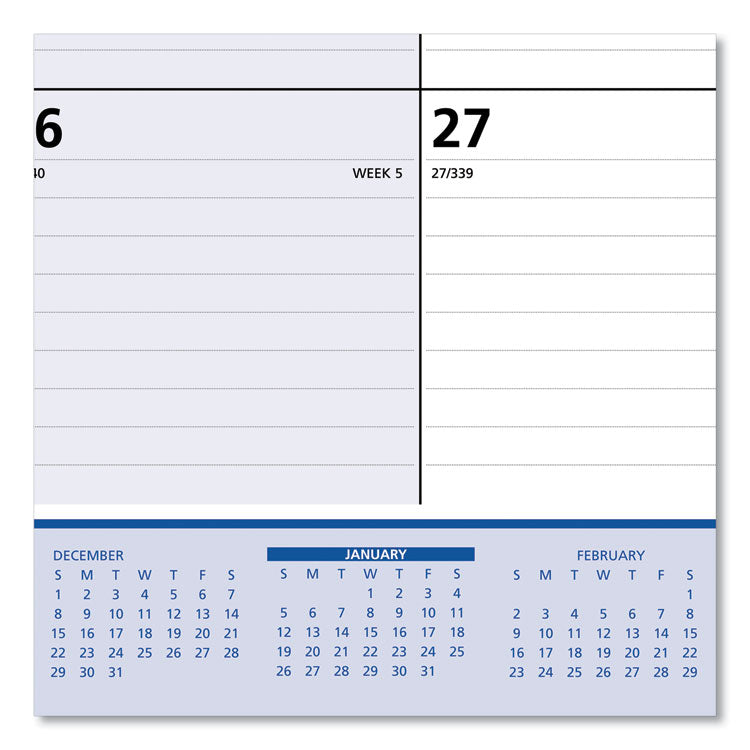 QuickNotes Desk Pad, 22 x 17, White/Blue/Yellow Sheets, Black Binding, Clear Corners, 13-Month: Jan 2025 to Jan 2026