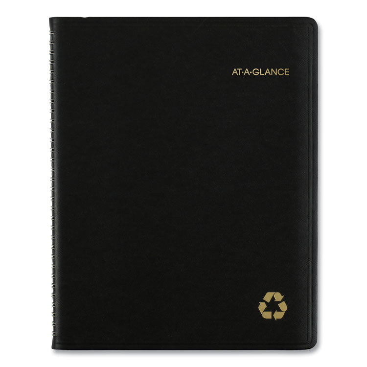 Recycled Weekly Vertical-Column Format Appointment Book, 11 x 8.25, Black Cover, 12-Month (Jan to Dec): 2025