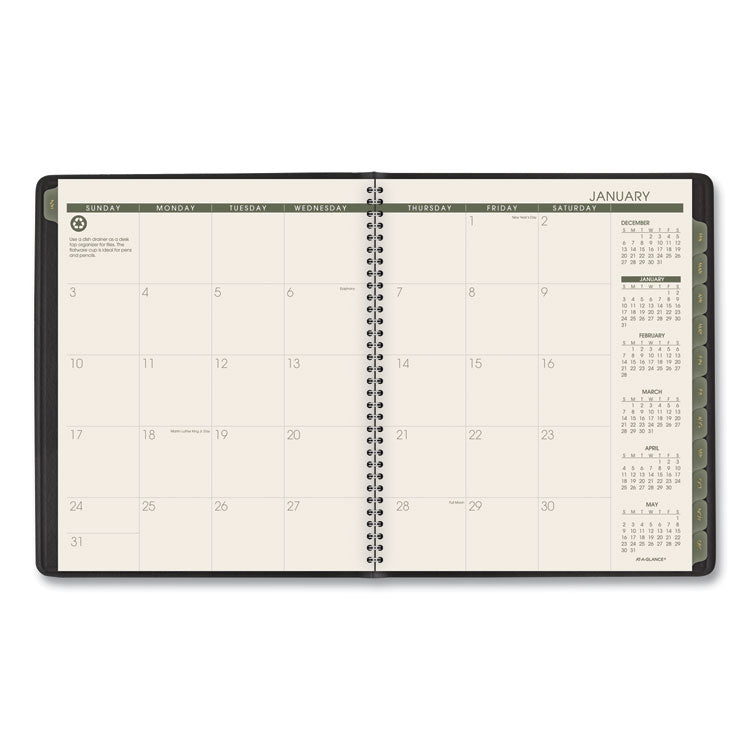 Recycled Monthly Planner, 11 x 9, Black Cover, 13-Month: Jan 2025 to Jan 2026