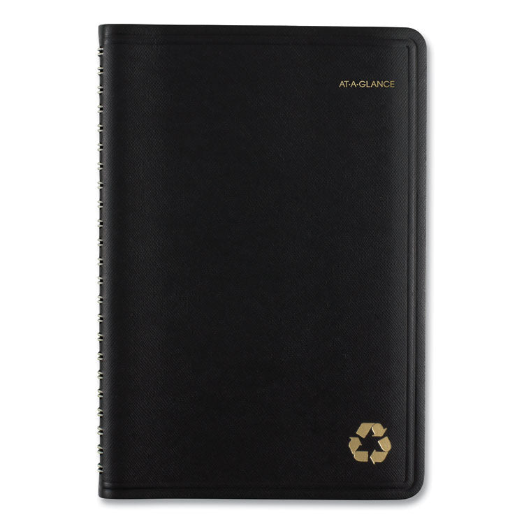 Recycled Weekly Block Format Appointment Book, 8.5 x 5.5, Black Cover, 12-Month (Jan to Dec): 2025