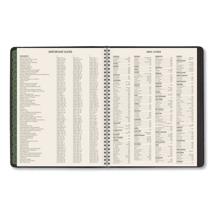 Recycled Weekly Vertical-Column Format Appointment Book, 8.75 x 7, Black Cover, 12-Month (Jan to Dec): 2025