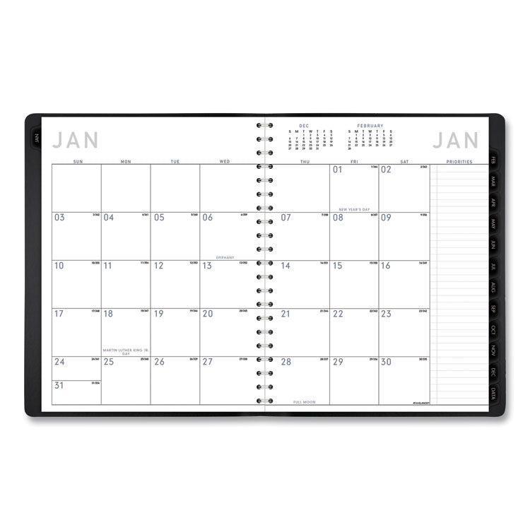 Contemporary Weekly/Monthly Planner, Vertical-Column Format, 11 x 8.25, Black Cover, 12-Month (Jan to Dec): 2025